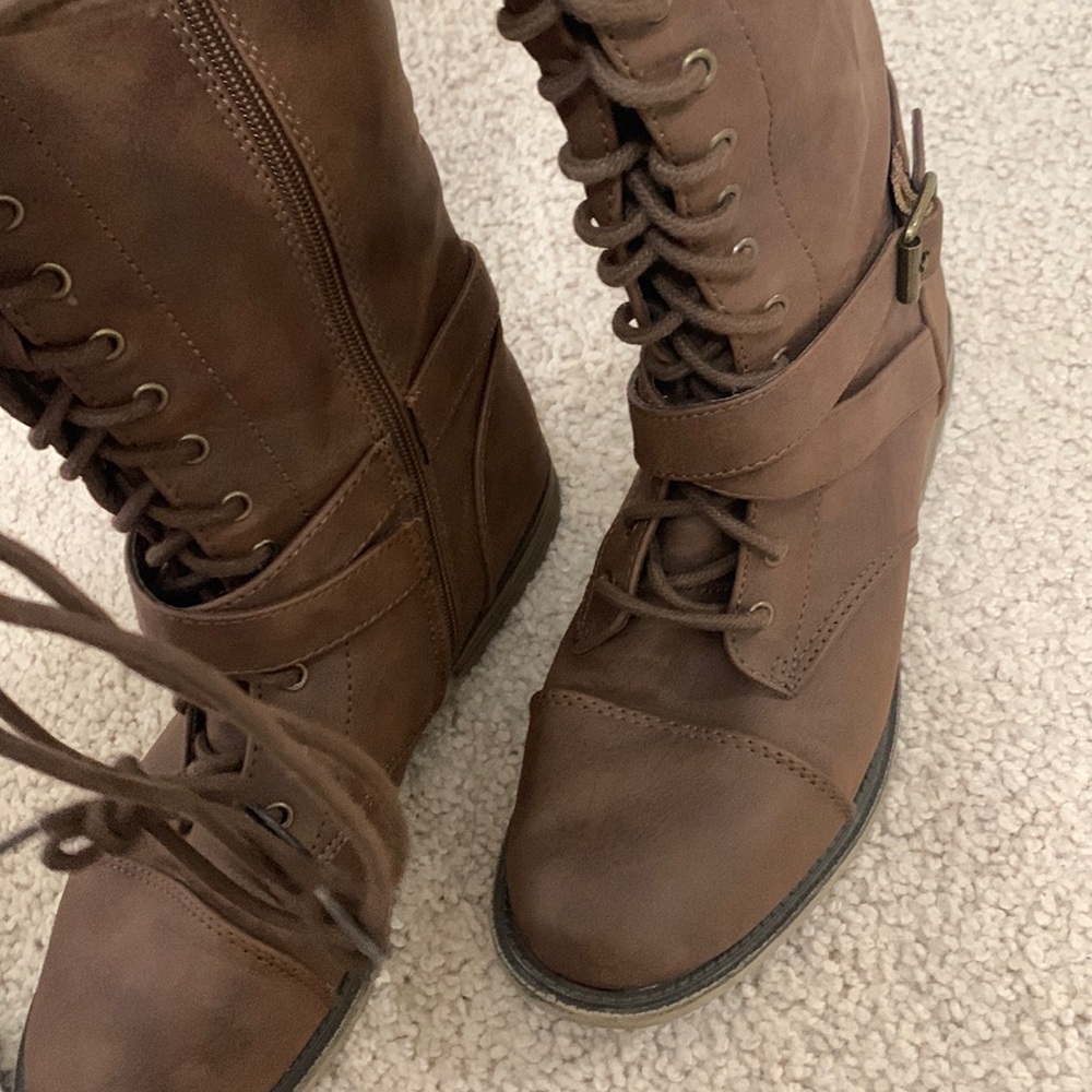 brown long boots
